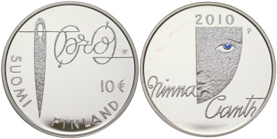 Финляндия 10 евро 2010 общественная активистка Минна Кант KM 152 серебро  PROOF  1095-4-12