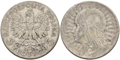 Польша 5 злотых 1933 королева Ядвига KM 21 серебро 4565-612