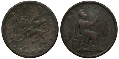 Греция, Ионические острова 1 лепта 1834 Британская администрация (1809-1863) KM 34 медь 650-843