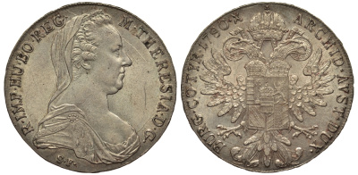 Австрия 1 талер 1780 SF, Мария Терезия, официальный рестрайк KM Т1 серебро 1522-942