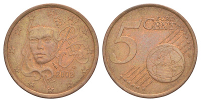 Франция 5 евроцентов 2008 KM 1284 сталь плакированная медью 4627-1237