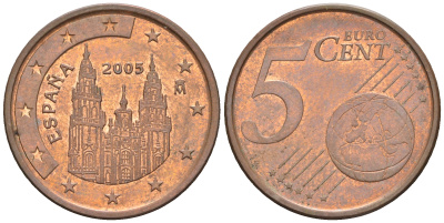 Испания 5 евроцентов 2005 KM 1042 сталь плакированная медью 60-644