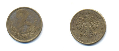 ПОЛЬША 2 ЗЛОТЫХ 1984 KM 80.1 латунь 4379-625