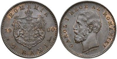 Румыния 2 бани 1900 В, Кароль I (1881-1914) KM 27 медь 4549-1021