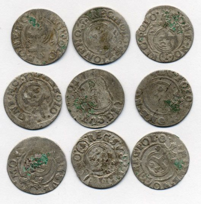 ПОЛЬША ЛОТ ИЗ 9 МОНЕТ В ПОЛТАРАК XVII век серебро M12-2-5