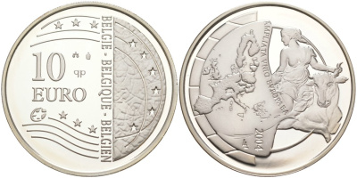 Бельгия 10 евро 2004 Расширение Европейского Союза KM 234 серебро PROOF 01-151-12