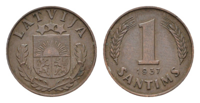 Латвия 1 сантим 1937 KM 10 бронза 4679-219
