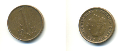 НИДЕРЛАНДЫ 1 ЦЕНТ 1971 ЮЛИАНА KM 180 бронза 176-613