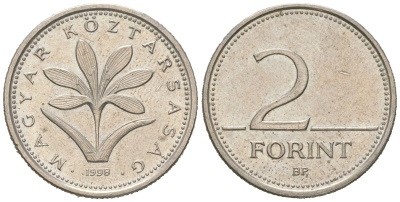 Венгрия 2 форинта 1998 BP KM 693 медно-никель UNC 4618-133