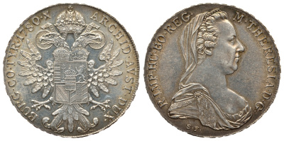 Австрия 1 талер 1780 SF, Мария Терезия, официальный рестрайк KM Т1 серебро 413-111