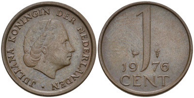 Нидерланды 1 цент 1976 Юлиана (1948-1980) КМ 180 бронза    4602-514