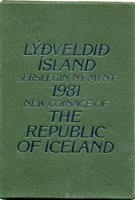 Исландия набор из 5 монет  1981 в оригинальной пластиковой упаковке, с сертификатом, тираж 15000 экземпляров KM PS 4   PROOF 00-00