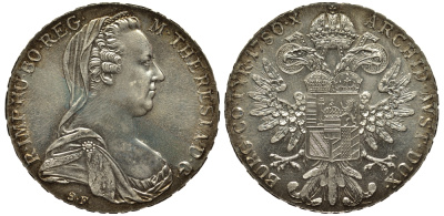 Австрия 1 талер 1780 SF, Мария Терезия, официальный рестрайк KM Т1 серебро 443-1421