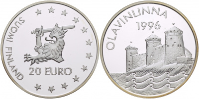 Финляндия 20 евро 1996 Крепость Олавинлинна серебро PROOF 04-302-41