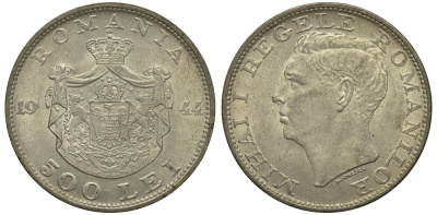 Румыния 500 лей 1944 Михай I (1940-1947) KM 65 серебро UNC 441-532