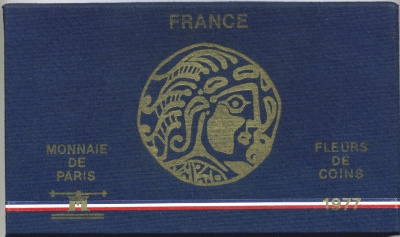 Франция набор из 9 монет 1977 официальный набор, в запайке и коробке, с сертификатом, FDS SETS KM SS14 серебро UNC 1-4-2-09