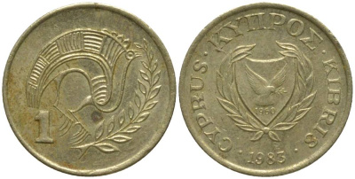 КИПР 1 ЦЕНТ 1983 ПТИЧКА KM 53.1 никель латунь 4549-1211