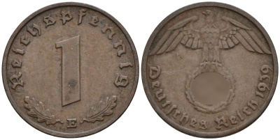 Германия 1 рейхспфенниг 1939 E KM 89, J. 361 бронза 4147-1212
