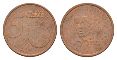 Франция 5 евроцентов 2000 KM 1284 сталь плакированная медью 4630-467