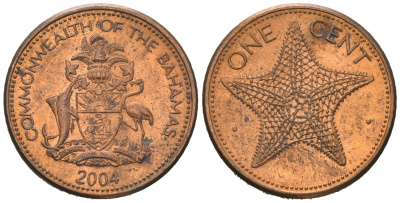 Багамские острова 1 цент 2004 KM 59a цинк плакированная медью 192-412