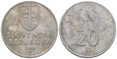 Словакия 20 геллеров 2000 MK KM 18 алюминий 4164-557