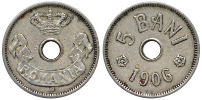 Румыния 5 бани 1906 J, Кароль I (1881-1914) KM 31 медно-никель 71-1024
