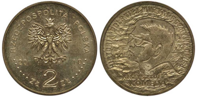 Польша 2 злотых 2010 MW, КШИШТОВ КОМЕДА, СЕРИЯ ИСТОРИЯ ПОЛЬСКОЙ МУЗЫКИ KM 727 латунь 111-416