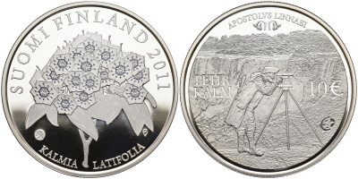 Финляндия 10 евро 2011 Пер Кальм, путешественник KM 167 серебро  PROOF  11-164-25