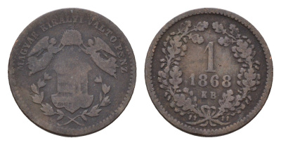 Венгрия 1 крейцер 1868 KB, Франц Иосиф I (1848-1916) KM 441 медь 4674-366