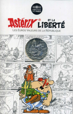 Франция 10 евро 2015 серия Астерикс и свобода, Обеликс бежит из тюрьмы, в оригинальном буклете KM NEW серебро UNC 1-4-3-13