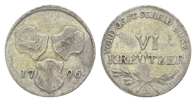Передняя Австрия 6 крейцеров 1796 H, Франц II (1792-1835) KM 20 серебро 1518-233