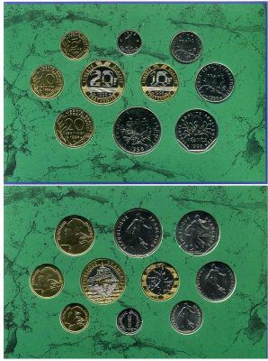 Франция официальный набор из 10 монет 1998 в оригинальном буклете KM MS14 UNC 00-00