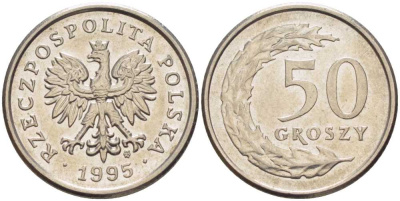 ПОЛЬША 50 ГРОШЕЙ 1995 MW KM 281 медно-никель 28-1151