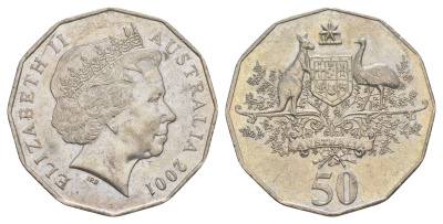 Австралия 50 центов 2001 Столетие Федерации - Австралия KM 491.1 медно-никель 69-441