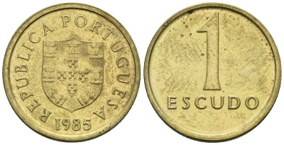 Португалия 1 эскудо 1985 KM 614 никель латунь 4147-616