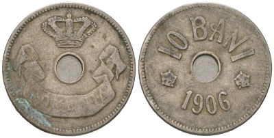 Румыния 10 бань 1906 Кароль I (1881-1914) KM 32 медно-никель 4615-348