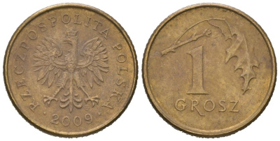 Польша 1 грош 2009 KM 276 латунь 4567-568