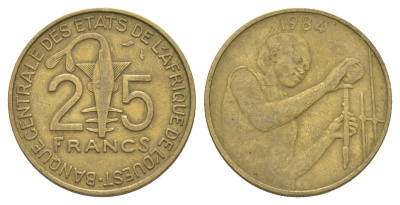 Западная Африка (BCEAO) 25 франков 1984 KM 9 алюминиевая бронза 4612-1252