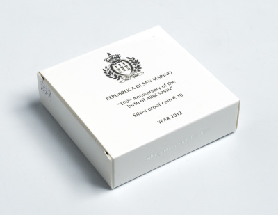 Сан-Марино 10 евро 2012 100 лет со дня рождения архитектора Алиджи Сассу, коробка, сертификат, SM 161 серебро PROOF 2-5-2-7