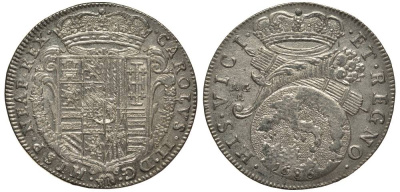 Неаполь и Сицилия тари (2 карлини) 1686 Карл II Испанский серебро 00-822-15