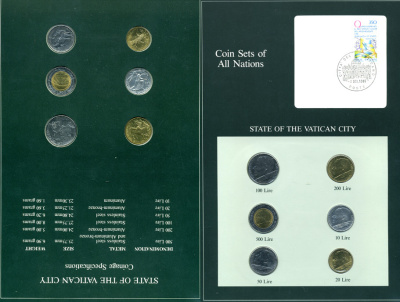 Ватикан набор из 6 монет ND серия наборы мира, запайка в буклете с маркой    UNC  14-01-03-18