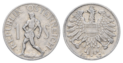 Австрия 1 шиллинг 1947 KM 2871 алюминий 4671-556