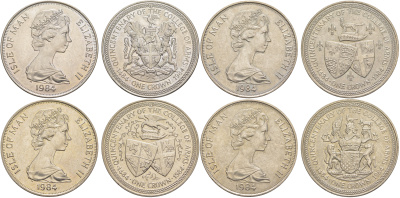 Остров Мэн полный набор из 4 монет (1 крона) 1984 Геральдическая палата KM 121, 122, 123 и 124 медно-никель BU 4537-731-734