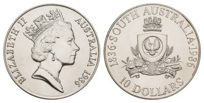 Австралия 10 долларов 1986 150 лет штату Южная Австралия KM 88 серебро BU 1066-2-52
