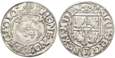 ПОЛЬША 3 ПОЛКЕРА 1621 3 ПОЛТОРАКА = 1 КРЕЙЦЕР, СИГИЗМУНД III (1587-1632) KM 41 (15) серебро 5010-1232