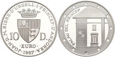 Андорра 10 динеров 1997 дом принца KM 166 серебро PROOF 11-015-22