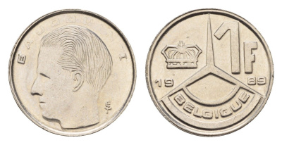 Бельгия 1 франк 1989 Belgique, Бодуэн I (1951-1993) KM 170 нержавеющая сталь UNC 4611-315