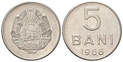 Румыния 5 бань 1966 KM 92 сталь плакировнная никелем 192-1128