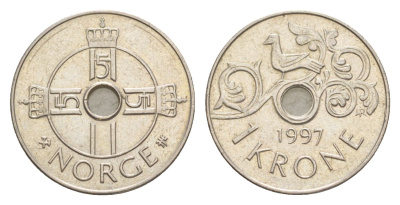 Норвегия 1 крона 1997 Харальд V (1991-) KM 462 медно-никель 4632-1269