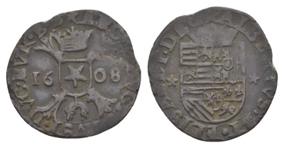 Испанские Нидерланды, Брабант 1 лиард 1608 KM 24.2 медь 1522-1135